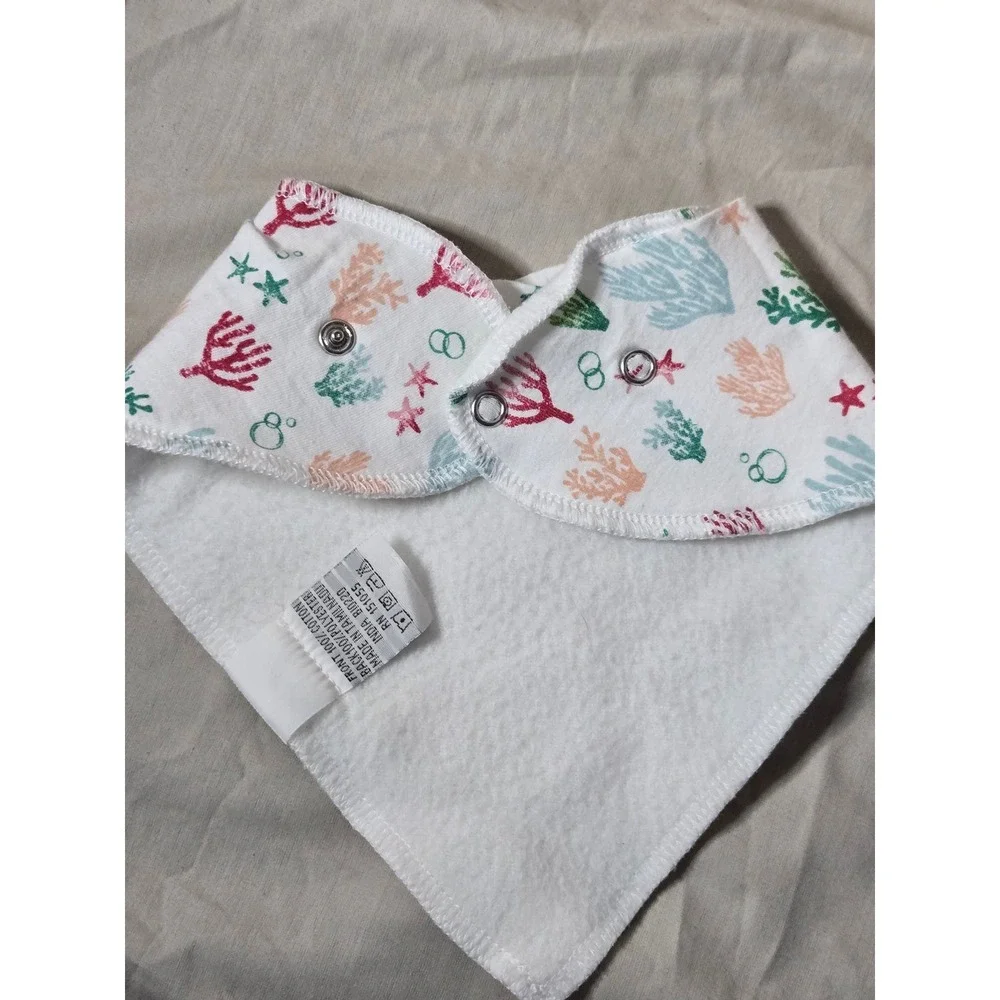Copper Pearl Bandana Baby Bibs Mermaid Coral‎ Scales Set of 3 Snaps